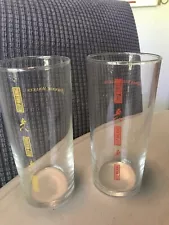 2 Johnnie Walker Keep Walking Scotch Whisky Tall Red Yellow 6” Barware