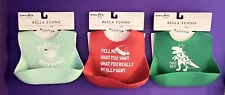 3 Christmas Bella Tunno Wonder Bibs FLEECE NAVIDAD/REALLY WANT /TREE REX SALE!