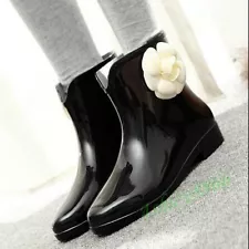 Sweet Rain Boots Women Flat Waterproof Lady Flower PVC Girls Shoes Skidproof Hot