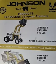 Johnson 14 Loader for Bolens 1886 Tractor Owner, Parts & Sales Brochure Manual