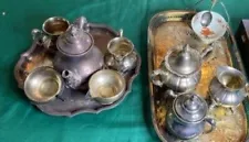 Vintage Silver Plated Tea Set And Sugar Bowl With Spoon Plus Extras