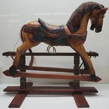 Vintage Carved Wooden Rocking Horse