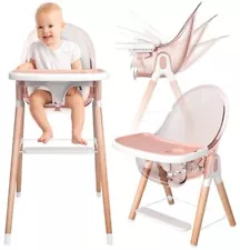 Children of Design 6 in 1 Deluxe Wooden High Chair for Babies & Toddlers,...