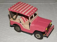 Vintage Tin Litho Friction 1960's Surrey Jeep - Pink