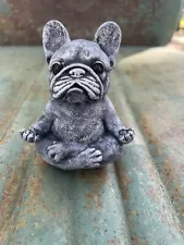 Handmade hand painted cement concrete french bulldog zen dog statue figurine