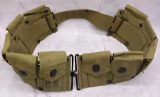 Vintage 1942 WW2 Garand Ammo Cartridge 10 Pocket Belt Burlington Mills