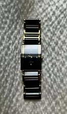 Vtg Rado Jubile 87828 Black Gold Tungsten 19mm Women's Tank Watch NEW BATTERY!!!