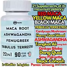 22 in 1 Max Potency Maca Root Blend Goat Weed Tongkat Ginkgo Tribulus Pack of 5.