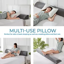 Bed Wedge Pillow for Headboard with Removable Cover, Pockets- Gap Filler Pillow