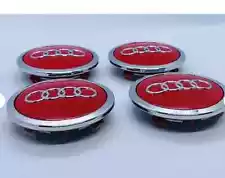 Set Of 4 Red 69MM Wheel Center Caps For AUDI 4B0601170A