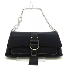 Auth DIOR/ChristianDior Hardcore Black Chemical Fiber Leather Women's Handbag