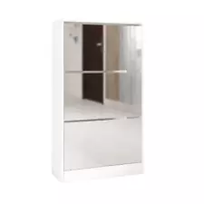 High-quality Particle Board 3 Rotating Drawers Shoe Cabinet with Glass Mirror