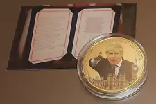 BORIS JOHNSON Gold Coin BREXIT Diamond Old Gem Signed Rishi Sunak Europe Leave