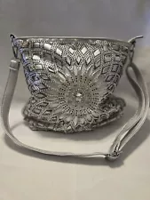 Silver SUNBURST RHINESTONE Hand Bag