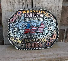 Trophy Rodeo Champion Belt Buckle Team Roping WRANGLER TEAM ROPING CHAMPIONSHIP