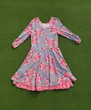 Matilda Jane Womens Marzipan Fit Flare Dress Floral Print Gray Pink Size Medium