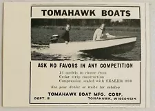 1953 Print Ad Tomahawk Boats Cedar Strip Construction Tomahawk,Wisconsin