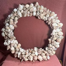 Seashell Wreath Beach Decor ￼ Ocean, Tropical Wreath Of Shells ￼big 13 inches ￼