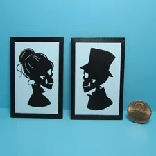 Dollhouse Miniature Skeleton Silhouette Picture Set with Wood Frames KCMHL1