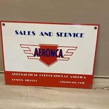 New ListingVINTAGE SALES AERONCA AIRPLANES PORCELAIN SIGN GAS OIL AVIATION AIRPLANE HANGAR