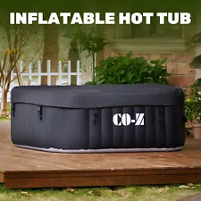 CO-Z 4 Person Inflatable Spa Hot Tub Portable Outdoor w Pump and Cover Black US