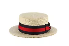 Men's Dress Straw 1 Piece 10/11Mm Laichow Braid Boater Hat (Large)