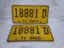 Pair vintage 1971 Ohio license plates 18881D