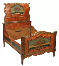 Bed, Italiante Parcel Gilt & Painted Bed, Vintage / Antique, Handsome!