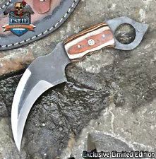 New ListingCSFIF Custom Forged Karambit Knife AUS-10 Steel Hard Wood Hunting Veterans Gift