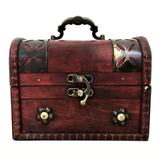 Seven Seas Pirates Wooden Vintage Pirate Treasure Chest - 4 x 4 x 6"