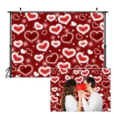 Heart Photo Backdrop 90s Backdrops for Photoshoot Valentine's Day 7x5ft Red