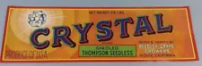 10 Original Vintage Deadstock CRYSTAL Thompson Seedless Grapes Crate Paper Label