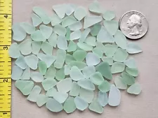 PURE BEACH SEA GLASS SURF TUMBLED SEAFOAM LIGHT GREEN FOAM SMALL TINY FROSTED T1