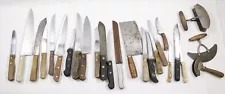 Vintage HUGE LOT 24 Chef Kitchen Butcher knives cleaver etc antique old LOOK