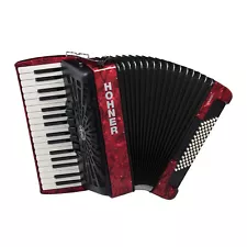 Hohner Bravo III 72 Chromatic Piano Key Accordion Pearl Red