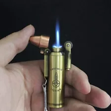 Cigarette Bullet Shape Butane Gas Windproof Jet Torch Lighter Keychain