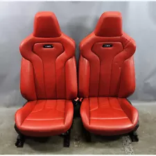 Damaged 2015-2020 BMW F82 M4 Front Seat Pair Sakhir Orange Red Leather Pair OEM