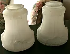 New ListingMatching Pair Antique Art Nouveau Art Deco Frosted Glass Lamp Shades 2-1/4" Fit