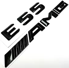 #1 BLACK E55 + AMG REPLACEMENT FOR MERCEDES REAR TRUNK EMBLEM BADGE DECAL LID (For: 1999 Mercedes-Benz E55 AMG)