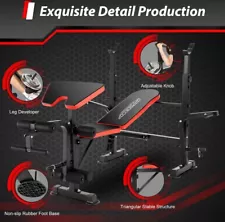 6-in-1 OPPSDECOR Olympic Weight Bench with Preacher Curl Pad and Leg Developer