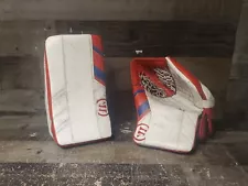 Warrior Ritual G3 Int Goalie Gloves Blocker Hockey Sports Equipment White Red