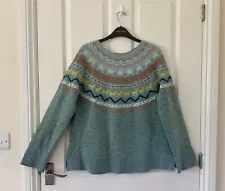 WHITE STUFF JUMPER. SIZE 18. MULTI FAIR ISLE, DEER, HEART PATTERN. 80% WOOL.