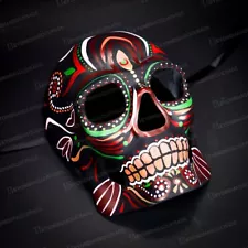 Day of the Dead Full Face Black Skull Tribal Halloween Masquerade Mask