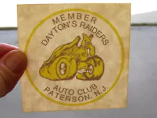 "MEMBER DAYTON'S RAIDERS AUTO CLUB" Vintage Sticker Decal ** FOR INSIDE WINDOW