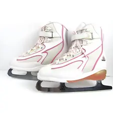 Jackson Softec Ice Skates Womens Size 10 White/Pink Ankle Strap, Blade 10 2/3