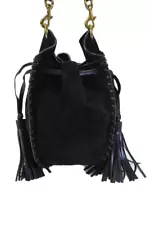 Isabel Marant Womens Bandoulier Radja Drawstring Tassel Bucket Handbag Black