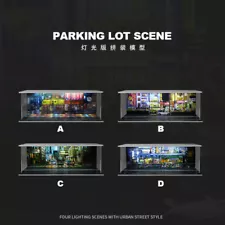 Diorama 1:64 Car Parking Lot Model LED Car Garage Backdrop Model Scenery Display