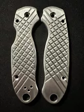 Spyderco Para 3 Custom Milled Tumbled Frag Pattern Aerospace Aluminum Scales