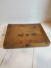 Japanese wooden tool box W Vntg Drill Bits