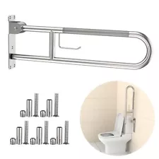 Toilet Grab Bar 30.3 Inch, Brushed Nickel Anti-Slip Support Rail, U Shaped Fl...